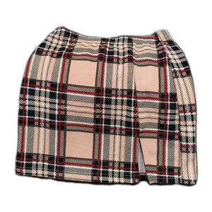 Plaid Skirt S Shien Pinkish-Tan W Black Red White Stripes Tartan Londoncore